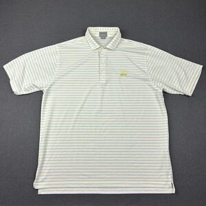 Fennec Polo Shirt Mens‎ XL White Yellow Blue Striped Golf The Bridges Golf Club